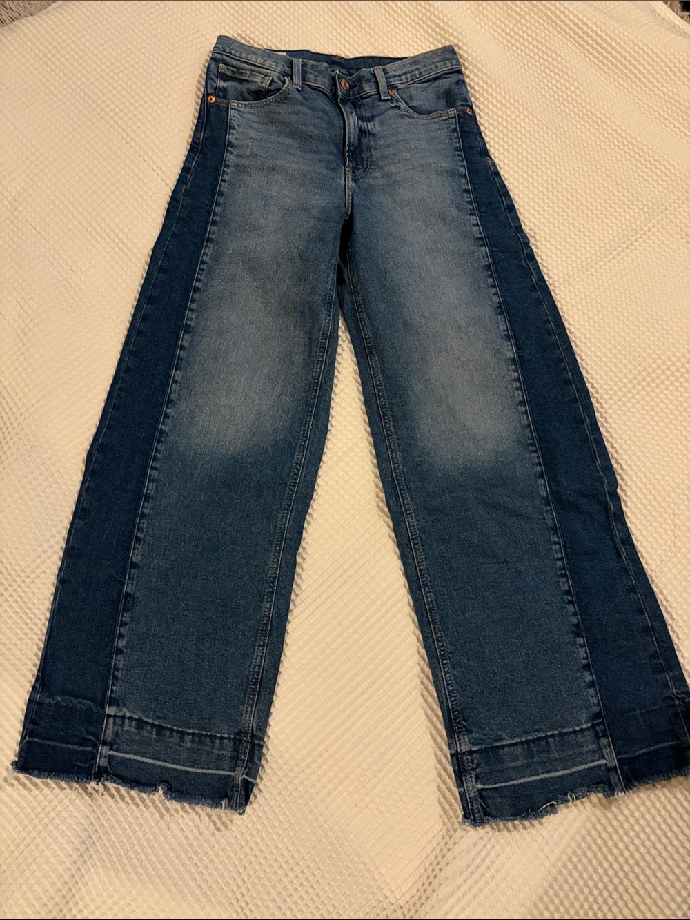 GAP Two-Tone Dark and Light Blue Wide-Leg Jeans